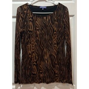 Vintage Vivienne Tam Long Sleeve Top Leopard Pattern Sheer Mesh Lined Sz Large